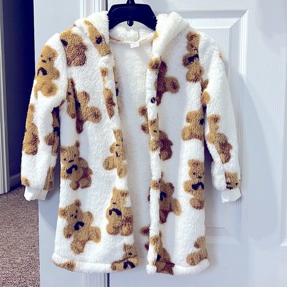 Girls Plush Warm Winter Coat With Hoodie Size 7Y! - Picture 1 of 7